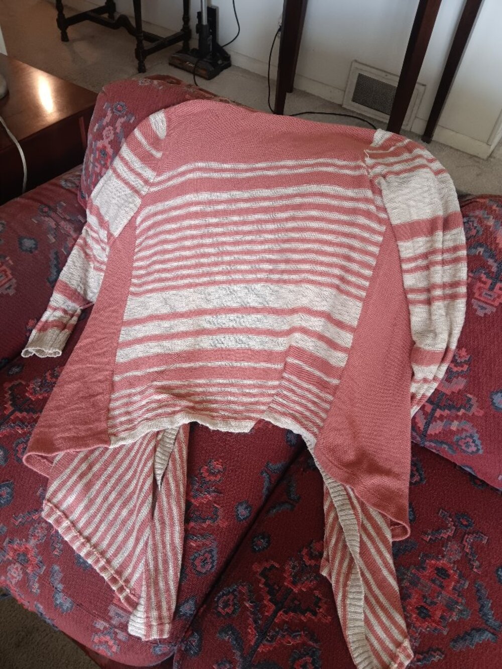 Women's Peach and White Caridgan